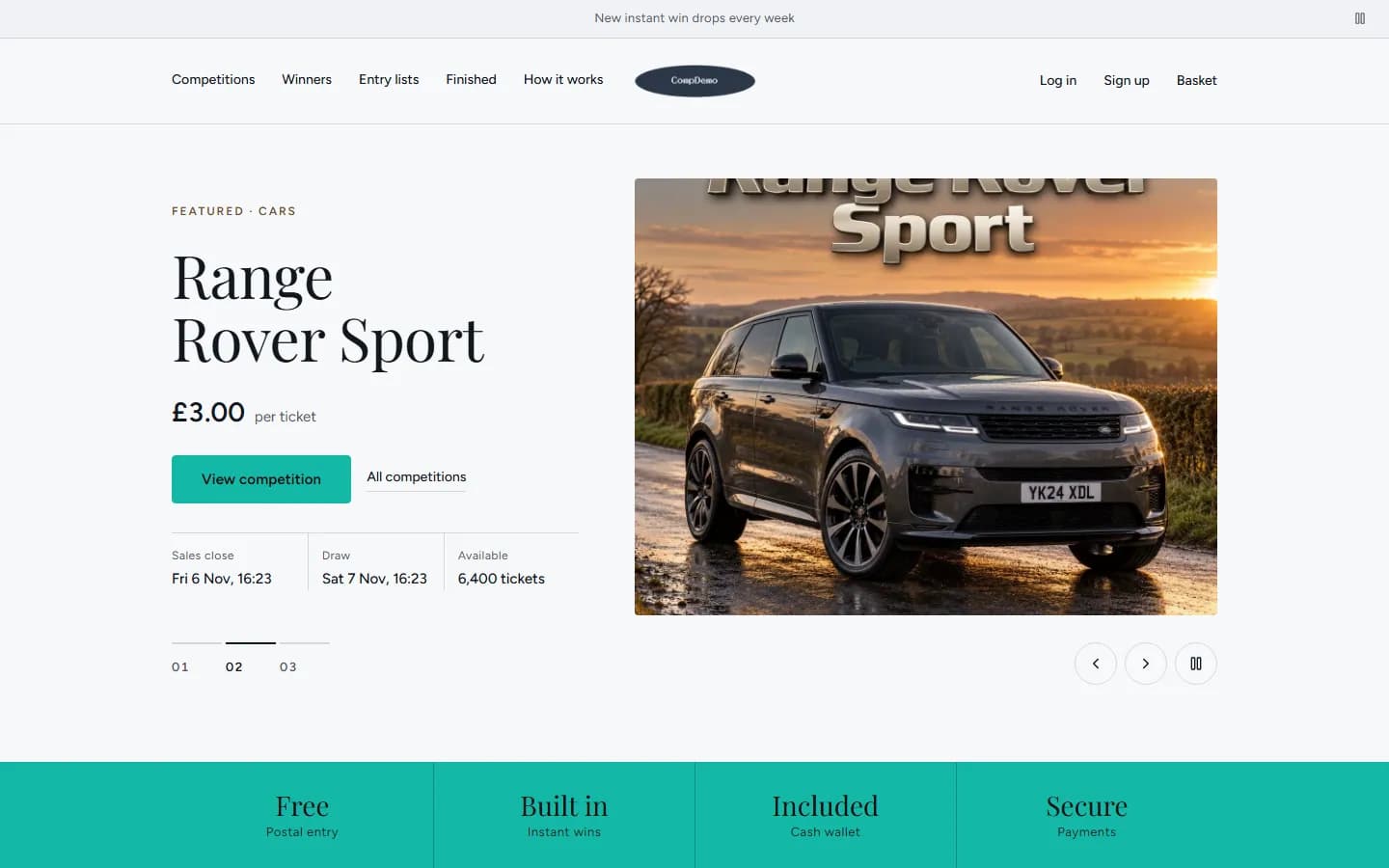 Luxury theme: homepage, desktop